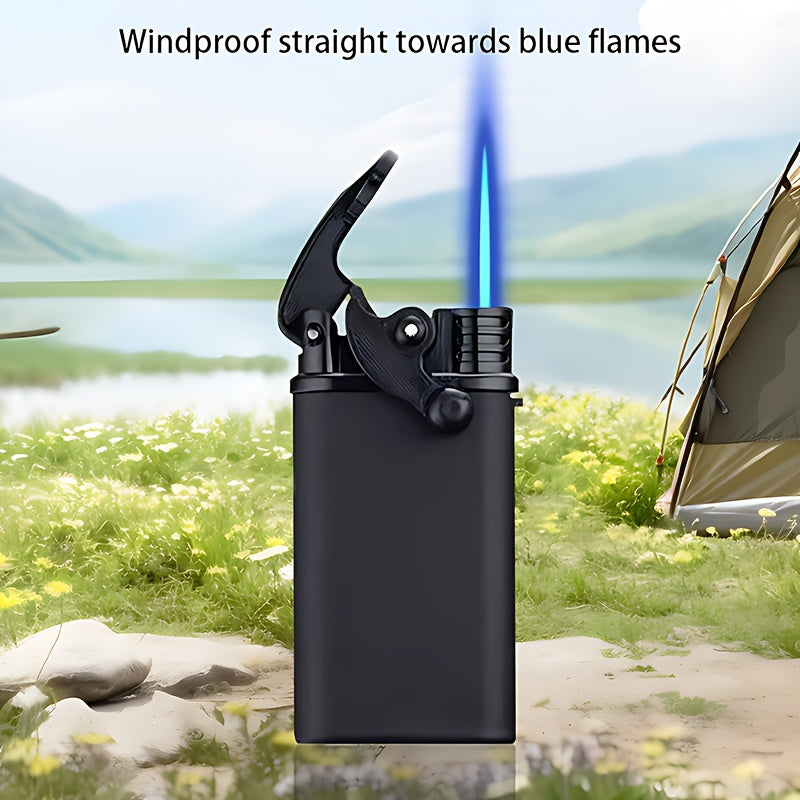4pcs Lighter, Butane Lighter, Windproof Lighter, Straight Blue Flame Lighter, Fashionable Black Lighter, Recyclable, Suitable for Outdoor Camping, Barbecue, Hiking, Precise Ignition, Home/wedding/party Candle Lighter