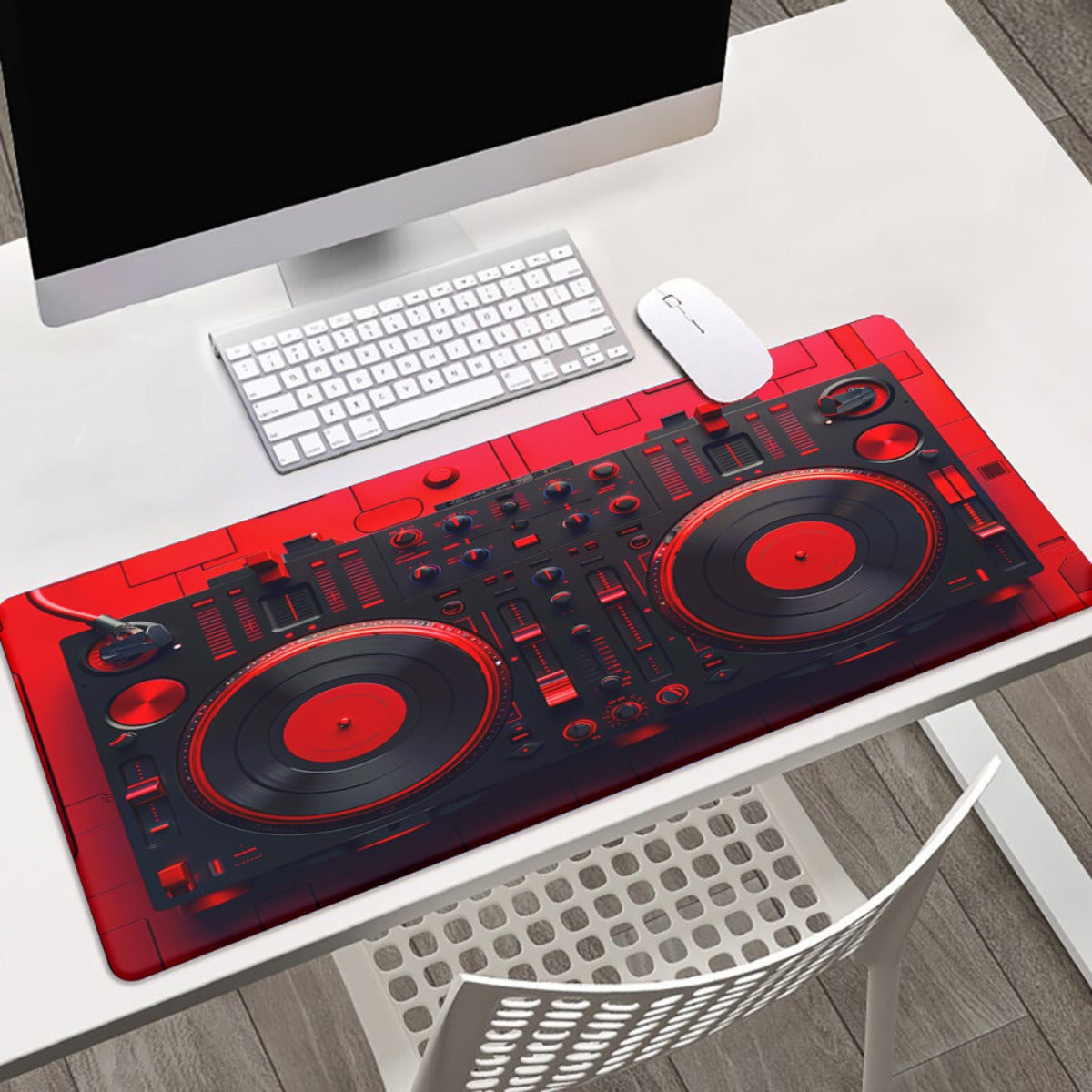 1pc Red DJ Equipment Pad for Desk, Gaming, Office Decor, Non-Slip Rubber Base, XXL Computer Mouse Pad, Multi Functional Mouse Pad for Office, Large Mousepad XXL Mouse Pad.