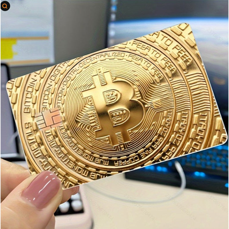 5pcs Set 2025 New Bitcoin Credit Card Skins - Holographic Gloss PVC/Scratch-Resistant Stickers with Bitcoin Logo & Emblem, Permanent Adhesive Removal (No Residue) for Crypto Cards, Collectible for DFeva Enthusiasts