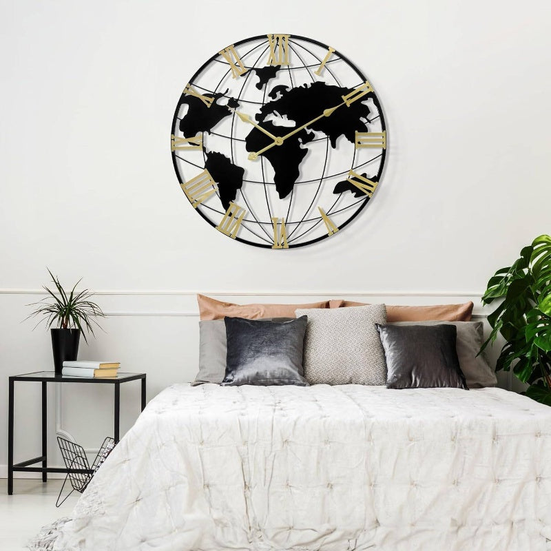 Large Wall Clock 16 Inch Modern Silent Non-Ticking Big Face Easy-Read Hands - Frame Irregular Large Contemporary Clock for Living Room, Bedroom, Kitchen, Office - Minimalist Decor for & School Timepiece
