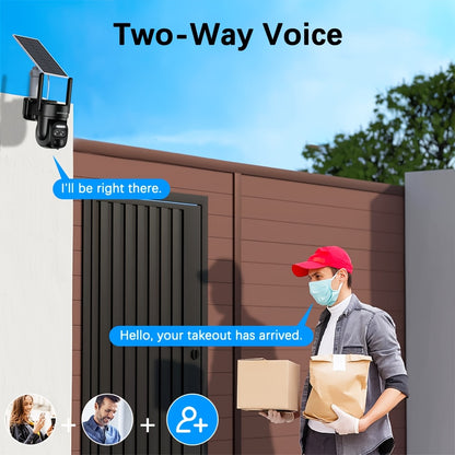 Solar-Powered PTZ Security Camera with 8x Zoom Dual Lens, 360° Auto Tracking, Human Detection, Two-Way Talk, Wireless WiFi, PoE Camera, Solar Panel, Outdoor Surveillance System for Home/Office/Business - Continuous Recording