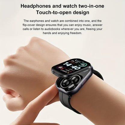 New 2-in-1 Multifunctional Smartwatch with Steel Strap, Black/Silver 2 Colors Available, Supports Call Reception, 2.01-Inch HD Screen, TWS Wireless Earbuds