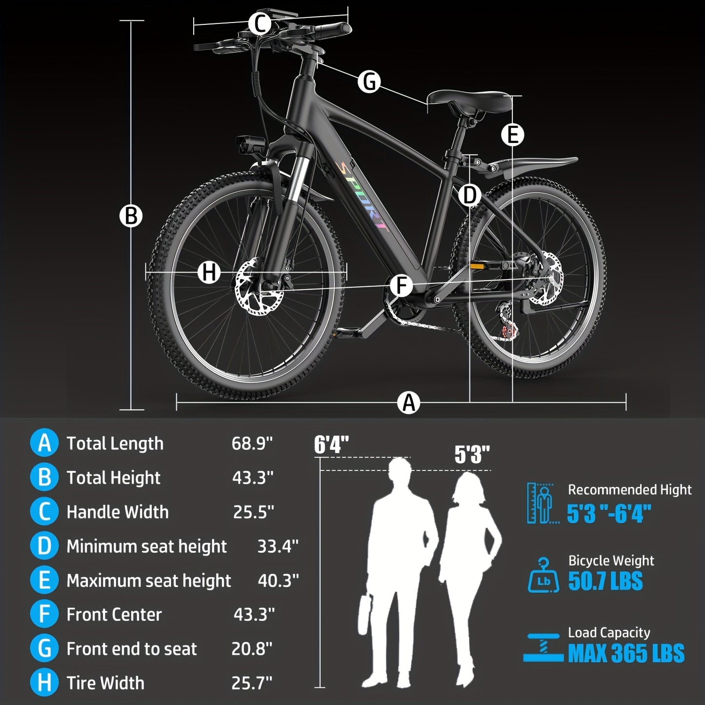 Electric Bike For Adults, 749W Motor Peak Ebike, 480Wh Removable Battery E Bike, Max 45Miles 25MPH, 26" Electric Mountain Bike, 7-Speed & Front Suspension, Electric Bicycle For Commute