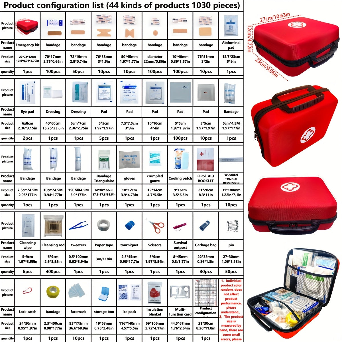 344/738/1030pcs In One Multifunctional Portable Emergency Kit, Suitable for Family, School, Car, Travel, Outdoor Exploration, Essential for Preventing Emergencies, And The Thoughtful First Choice Gift for Family And Friends!