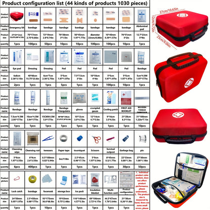 344/738/1030pcs In One Multifunctional Portable Emergency Kit, Suitable for Family, School, Car, Travel, Outdoor Exploration, Essential for Preventing Emergencies, And The Thoughtful First Choice Gift for Family And Friends!