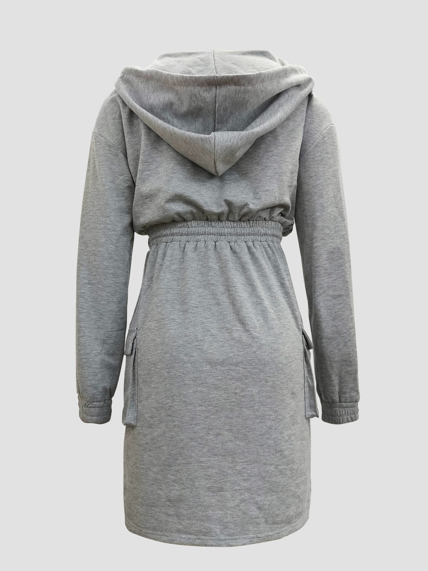 Fashionable Women'S Hooded Solid Color Casual Dress with Side Pockets, Suitable for All Seasons Including Spring, Summer, Autumn, And Winter. This Outdoor Stylish Dress Is Soft And Comfortable