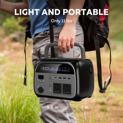 345Wh 500W Portable Power Station (100W Solar Panel Sold Separately) | LiFePO4 Battery, UPS Function, 2x110V AC Output | Power for Camping Gear, Garden/Yard Decor, Party Decorations, Christmas Lights | Solar Generator, Emerge