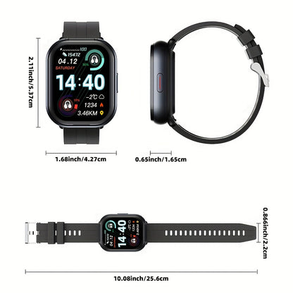 New 2-in-1 Multifunctional with Silicone Strap, Black/Silver 2 Colors Available, Supports Call Reception, 2.01-Inch HD Screen, TWS Wireless Earbuds, Birthday Gift, Valentine'S Day/father'S Day/halloween/christmas Present