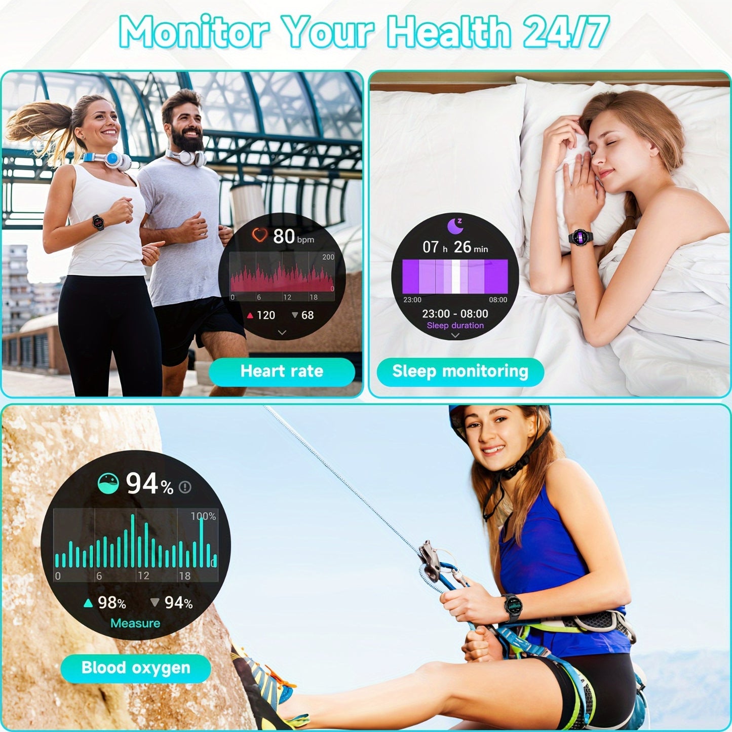 S52 Smart Men'S Watch, 1.39" Smartwatch with Wireless Calling, Sleep Monitoring, 110+ Sports Modes, Compatible with Android/iPhone, USB Charging, Alloy Body, TFT Screen, Lithium Battery-Polymer 300mA