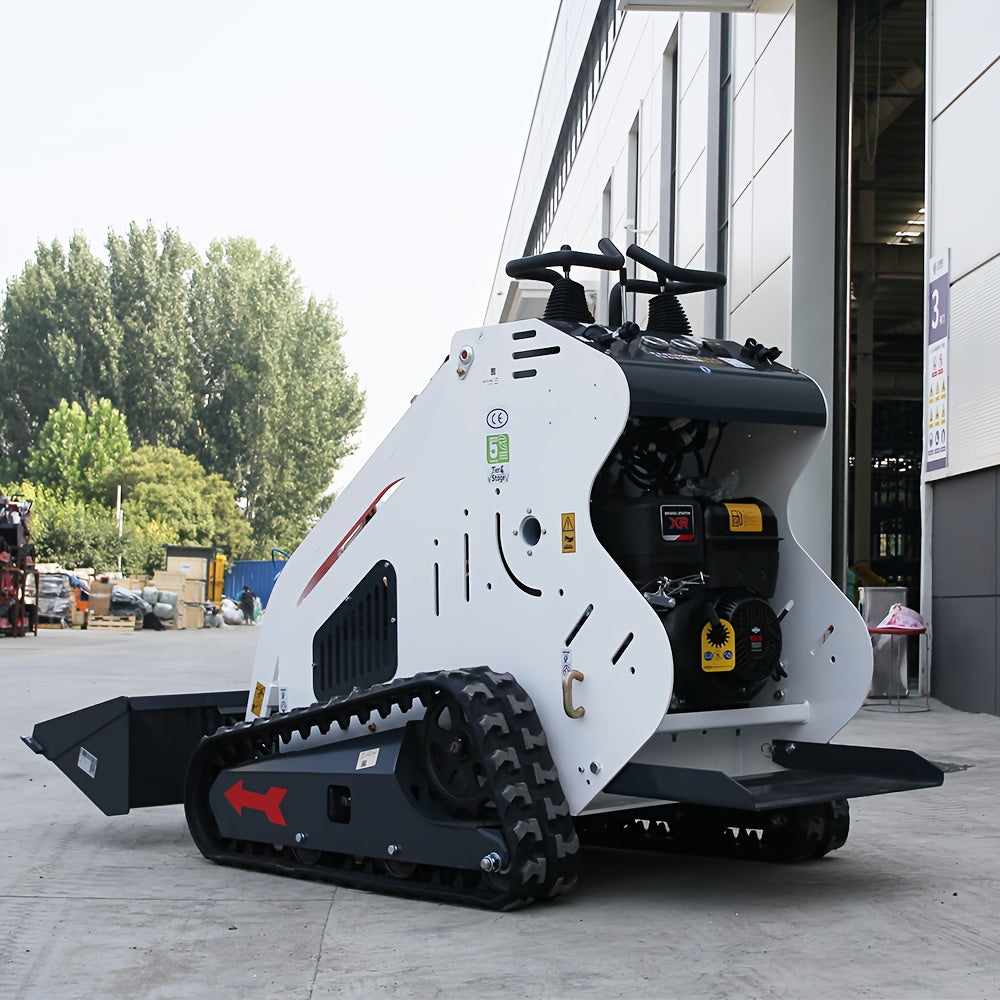 New Upgraded Version With Radiator, B & S 13.5 HP Mini Crawler Skid Steer Loader, Gasoline Engine, Hydraulic Guide Drive, Suitable For Construction, Farms, Roads, Parks, Orchards, Gardens. In Stock In The USA STOCK Free Sship