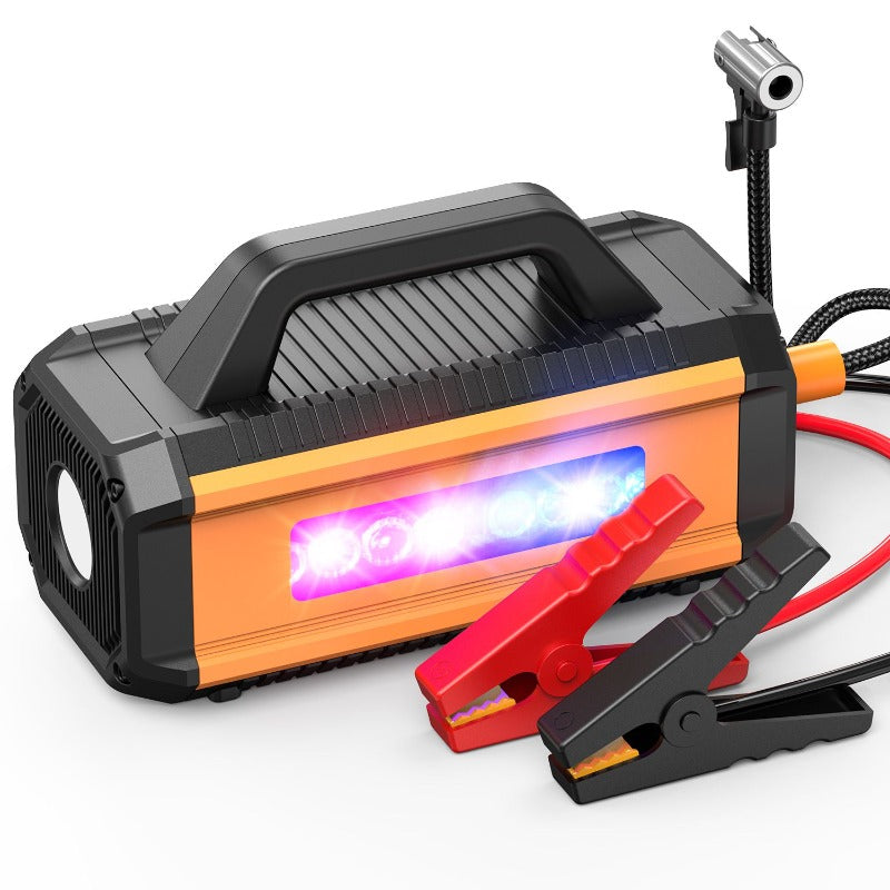 2 in 1 Car Jump Starter with Air Compror Air Iator Battery Charge Jumper Booster Power Bank Jumper Box Blue Red Emergency Alarm Flashlight