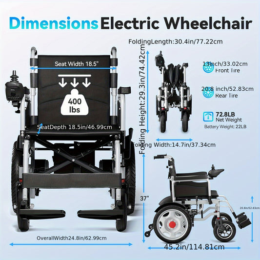 Lightweight Foldable Electric Wheelchair -Portable Mobility Scooter For Seniors & Adults | 360° Joystick Control | 15-Mile Range & 300LB Weight Capacity | 3.5 MPH Max Speed | One-Button FoldingFor Car Trunk | Home & Medical