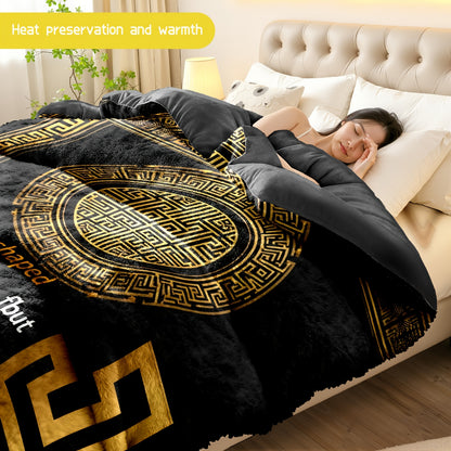 3pcs Chinese Style Pattern Bedding Set - Soft, Warm, Hypoallergenic, Wrinkle & Fade Resistant, Easy-Care, Queen/King/Full Size, Milk Velvet, Quilted, Machine Washable, Ideal for Bedroom Home Decor, All-Season Comfort, Bedroom