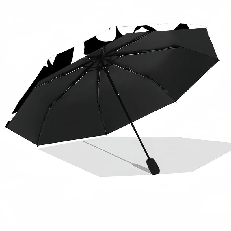 Automatic Open/Close Umbrella with One-Touch Button - Automatic Opening & Closing, Compact Travel Umbrella with Hibiscus Flower & Guam Design - Black & White Tropical umbrella for Men & Women, Windproof 8-Rib Sturdy Frame, On