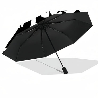Automatic Open/Close Umbrella with One-Touch Button - Automatic Opening & Closing, Compact Travel Umbrella with Hibiscus Flower & Guam Design - Black & White Tropical umbrella for Men & Women, Windproof 8-Rib Sturdy Frame, On