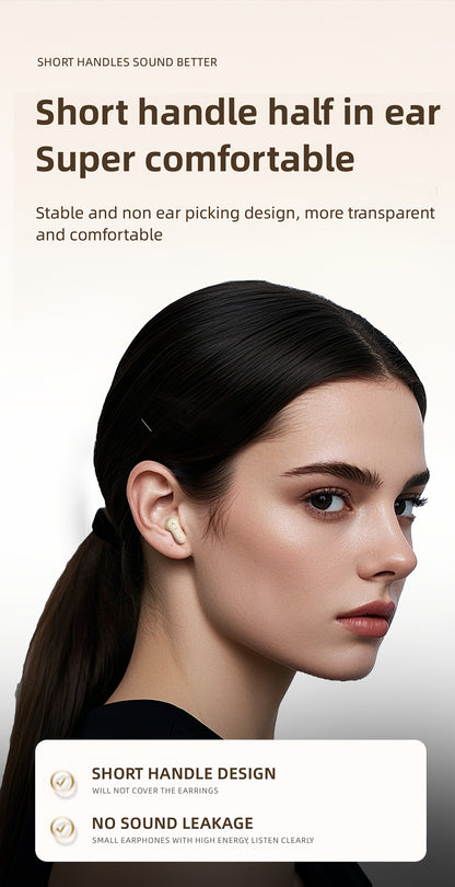 Ultra Small Mini Sleep, Short Handle Sports Wireless Earphones, HiFi Bass Stereo Dual Sound Quality 5.4 Wireless Earphones, Comfortable Noise Reduction Wearing, High-definition Digital Display With Microphone, Ultra Long Stan