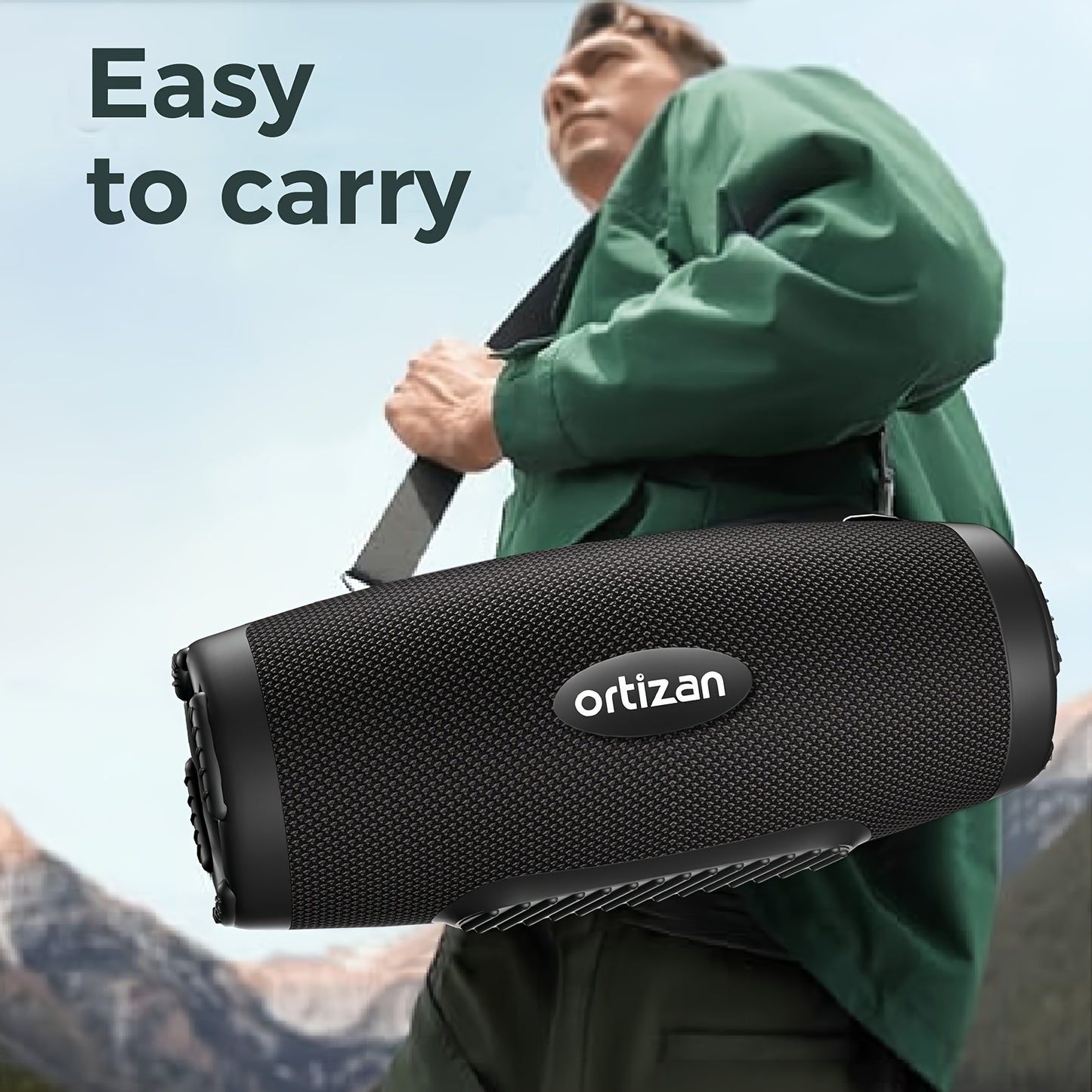 100W Ortizan Wireless Speaker - High-Quality Sound, Strong Bass, 12 Hours of Playtime, Portable Power Bank, Equalizer, USB, LED Lights, Multi-Room Sound, Surround Sound - Outdoor Loud Subwoofer Boombox for Parties, Camping, A