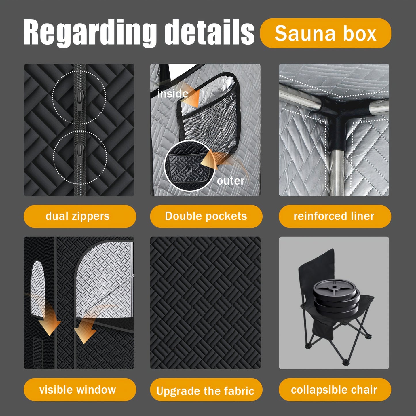 [Remote Control Sauna] Portable Steam Sauna Box, Portable Sauna for Home, Person Sauna Tent Sauna Box At Home Spa with 87.92oz & 1500W, Remote Control, Folding Chair, Home Sauna for Gym, Pilates, Garage, Hot Tub