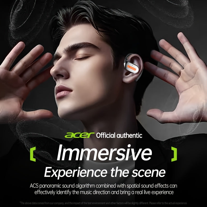 Acer True Wireless Earphones with Microphone, TWS Headphones, Touch Volume, Wireless Sports Earhooks, LED Display Charging Case, Half Open Back, HD Talk, Compatible with Mobile Phones, Rechargeable Battery, Type-C Charging, S