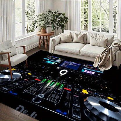 DJ Turntable Design Non-Slip Floor Mat - Machine Washable Mat Mat with Club-like Mixing Board Pattern, Extra Large Available for Home Studio, Living Room, Office, DJ Gifts - Lightweight & Easy Clean Modern Decor Mat, Studio A