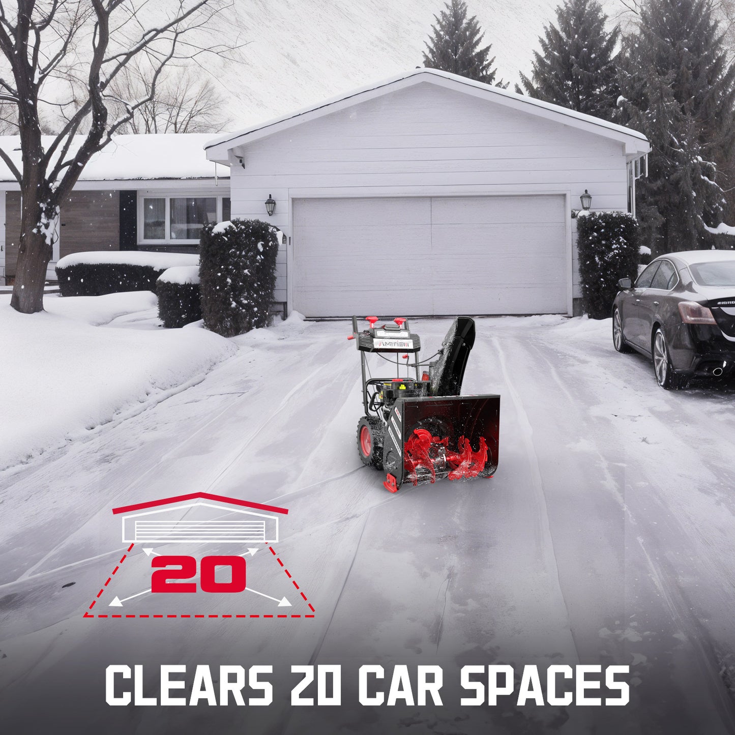 24-Inch 7.0HP Two-Stage Snow Blower Gas Powered with Electric Start, Self-Propelled Drive, LED Headlight, 13" Snow Tires, Black Friday Sale