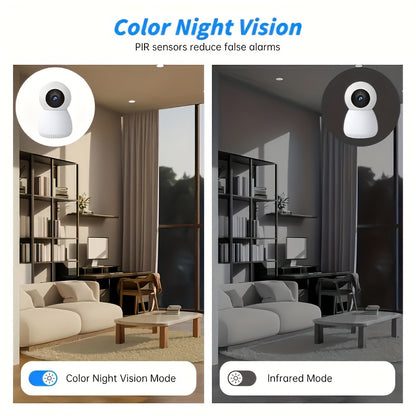 4MP 360° Indoor Smart Security Camera, 360° Pan/tilt Home Security Camera, 5GHz And 2.4GHz Dog Camera With HD Video, Two-way Audio, Night Vision Function, Human Shape Motion Detection And Pet Monitoring, Can Be Used With Al