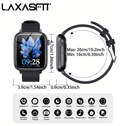 Smart Watch for Men And Women, 1.83inch HD Screen Full Touch Screen, Call & Message Functions, Pedometer, Multiple Sports Modes, Water, Compatible with IOS/Android Devices, Simple Style, Ideal Gift for Any Occasion