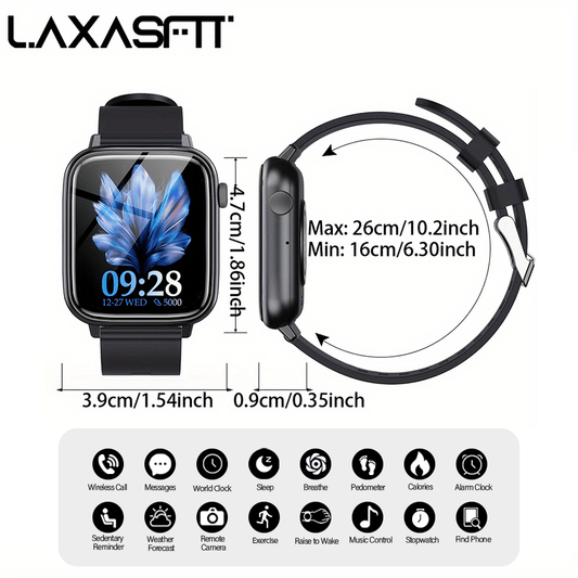 Smart Watch for Men And Women, 1.83inch HD Screen Full Touch Screen, Call & Message Functions, Pedometer, Multiple Sports Modes, Water, Compatible with IOS/Android Devices, Simple Style, Ideal Gift for Any Occasion