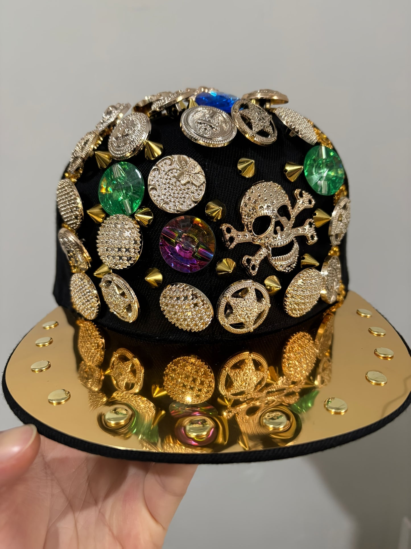 Unisex Stylish Rhinestone "KING" Baseball Cap - Lightweight Polyester, Black with Sparkling Embellishments, Perfect for Casual Outings and Parties, Statement Fashion | Edgy Baseball Cap | Metallic Accents