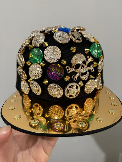 Unisex Stylish Rhinestone "KING" Baseball Cap - Lightweight Polyester, Black with Sparkling Embellishments, Perfect for Casual Outings and Parties, Statement Fashion | Edgy Baseball Cap | Metallic Accents
