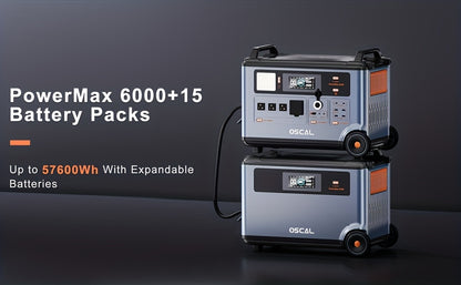 Blackview OSCAL PowerMax 6000 Solar Generator 6000W/3600Wh Power Station with 500W Solar Panel & Bonus 30W Panel, 120V/240V Split Phase AC Outlets, 9000W Peak, Portable for home Backup, RV, Camping, Emergency Battery Power Su