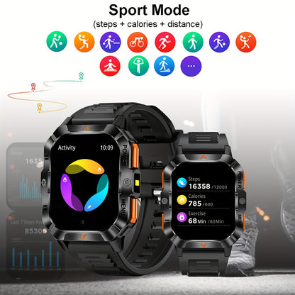 COIUSOR 2.01-inch Smartwatch Built-In LED Flashlight, with Wireless Calling Function, IPS HD Display, 100+ Sports Modes, Outdoor Sports, Fashionable Smartwatch, Wireless Calling/Answering Phone, Message Reminders, Step and Ca