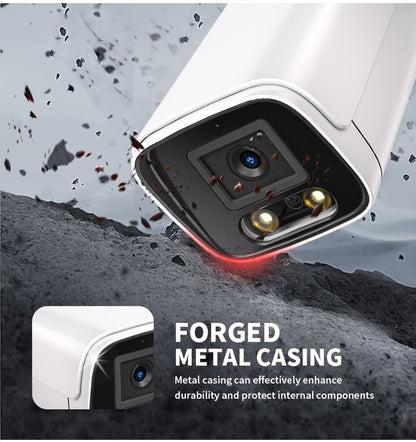 POE gun camera, 8-megapixel camera, full-color night vision, human body detection and one-way audio, outdoor video surveillance camera, RTSP/108°/2.8/mm, IP67 metal shell camera, wired network port connected to NVR, Christma