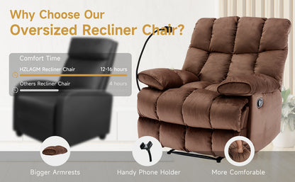 Chizzysit 2 Pack Manual Recliner Chair, Oversized Reclining Chair, Velvet Comfortable Recliner Chairs for Adults with Soft Overstuffed Arms And Back, Heavy Duty Reclining Chair for Living Room, Ergonomic Single Sofa Chair, So