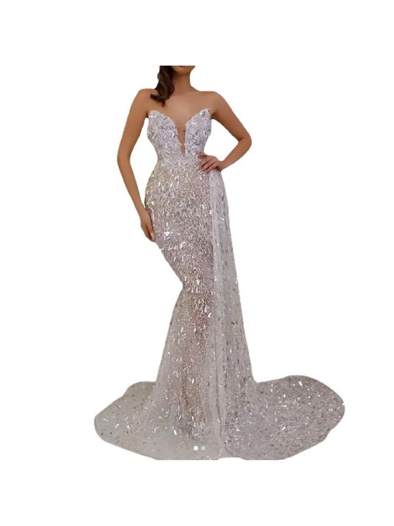 Hot Silvery Camisole Dress, Women's Summer V-neck Fashionable Slim Fit Dress, Shiny Metallic Feeling, Nightclub Party Dress, Date Vacation Bride Toast Dress