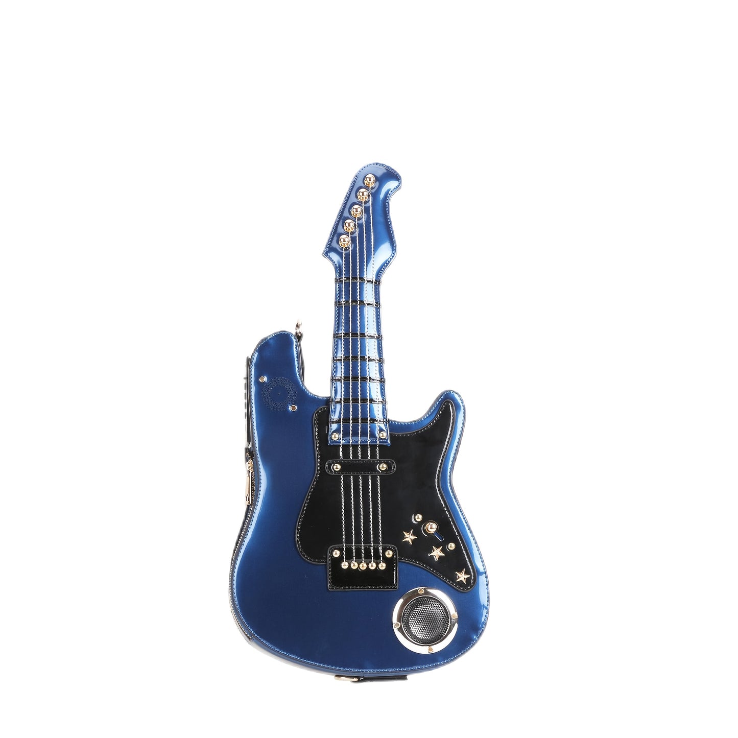 Electric Guitar Shaped Fashionable PU Crossbody Bag for Women, Solid Color, Detachable Shoulder Strap, USB Speaker, Zipper Closure, Polyester Lining, Edge Paint, Hip Hop Style, Detachable Strap, Electric Guitar Bag