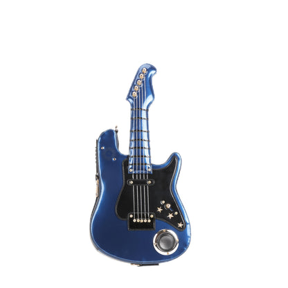 Electric Guitar Shaped Fashionable PU Crossbody Bag for Women, Solid Color, Detachable Shoulder Strap, USB Speaker, Zipper Closure, Polyester Lining, Edge Paint, Hip Hop Style, Detachable Strap, Electric Guitar Bag
