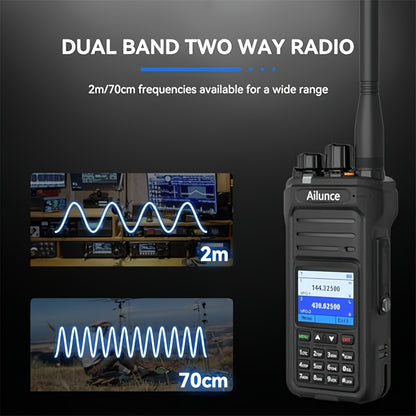 Retevis Ailunce HA1UV Dual Band Handheld Ham Radio - Long Range Two-Way Walkie Talkie with NOAA Weather Alert, Emergency Alarm/SOS, 2800mAh USB-C Power, VFO & 256 Channels U/V Bands for Hurricane, Wildfire, Search & Rescue