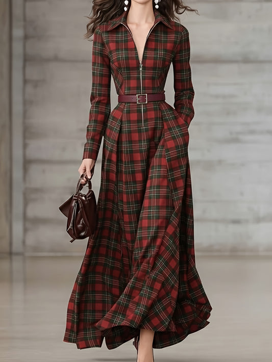 Women'S Plaid Dress with a Tailored Fit | Stylish Vintage Elegance, Perfect for Parties And Formal Events