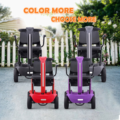 Foldable Mobility Scooter for Adults & Senior, 4 Wheels Powered Device for Travel, Lightweight and Portable, with LED Strip Light, Storage Bag, Charger Included, No Assemble Required
