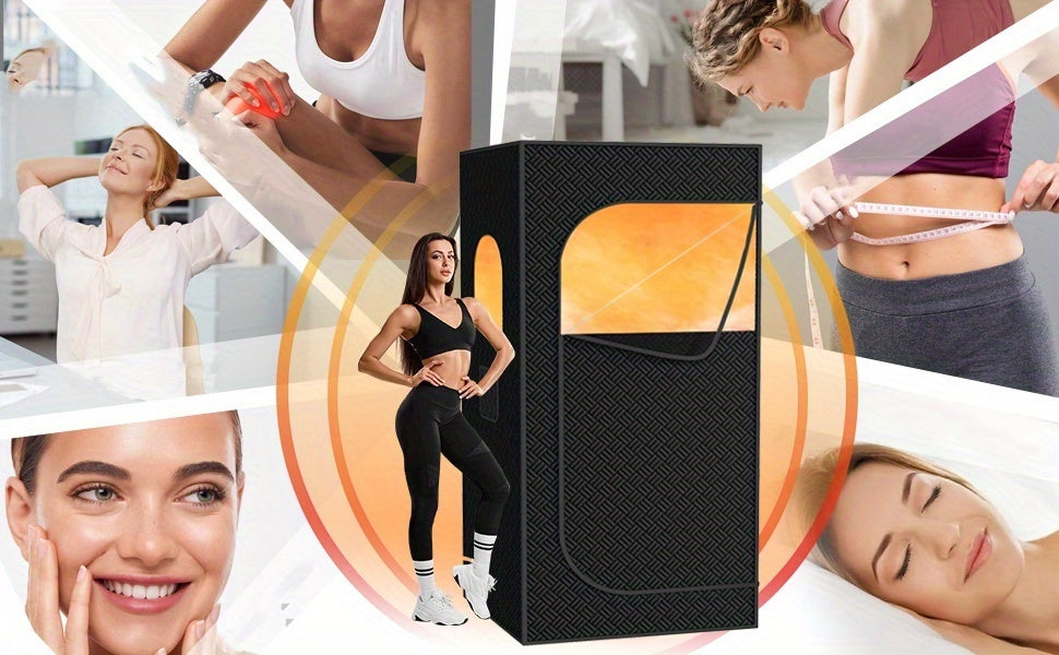 [Remote Control Sauna] Portable Steam Sauna Box, Portable Sauna for Home, Person Sauna Tent Sauna Box At Home Spa with 87.92oz & 1500W, Remote Control, Folding Chair, Home Sauna for Gym, Pilates, Garage, Hot Tub