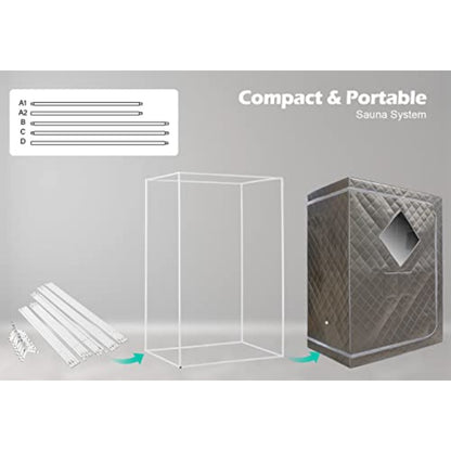 ZONEMEL Portable Full Size Sauna Tent for home Spa - 1 or 2 Person /Outdoor use, Easy Setup with Metal Frame, Large Sauna Bath (47.24"x31.5"x63") Detox Relaxation Tent, Steamer Not Included, Full Body Sauna Experience