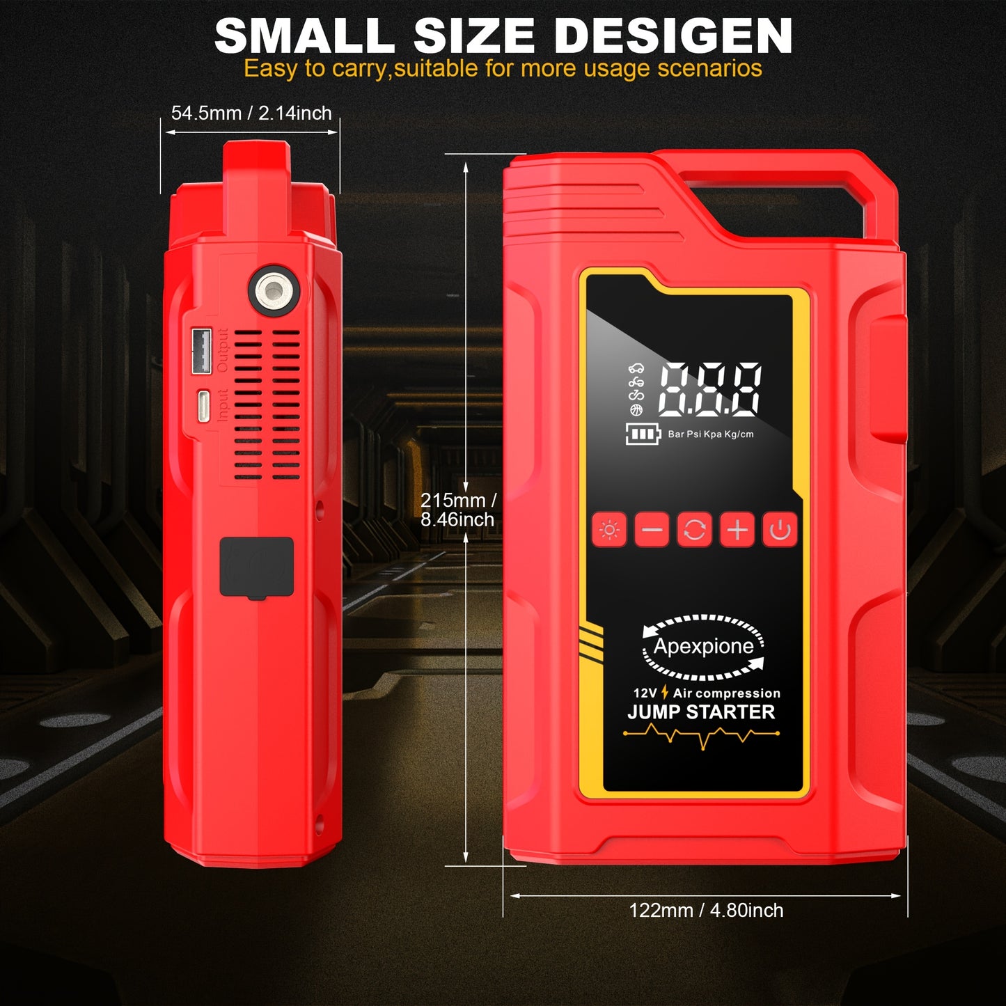 15000A Jump Starter Peak 12V Portable Car Jump Starter | With Air Compressor, LED Light, Battery Charger, Cart Battery Charger, Tire Inflator, Essential Car Rescue Tools For Families, Gift, USB Charging, Digital Display