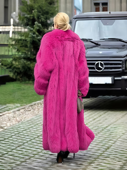 FHILLINUO Chic Women'S Faux Coat | Long Length, Solid Color, Single Breasted, with Pockets, Comfortable and Warm for Fall/Winter