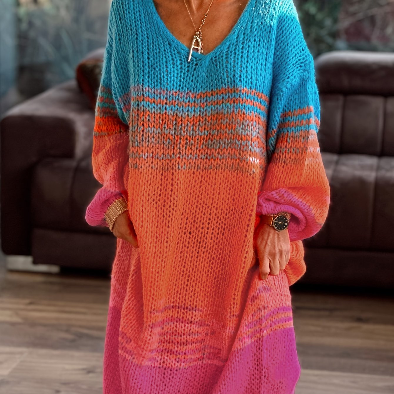 New Arrival Women's Urban Casual Color Block Dress