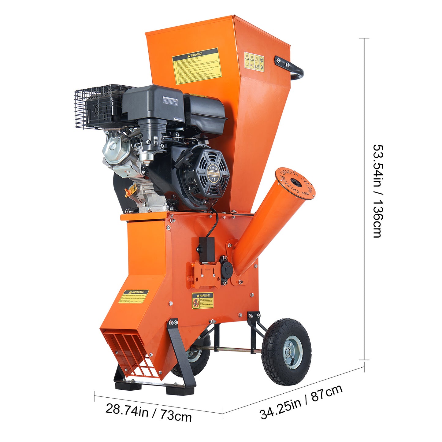 VEVOR Wood Chipper Shredder Mulcher 7HP Heavy Duty Gas Powered 3” 212cc/ 420cc, 4.1kw/4.1kw