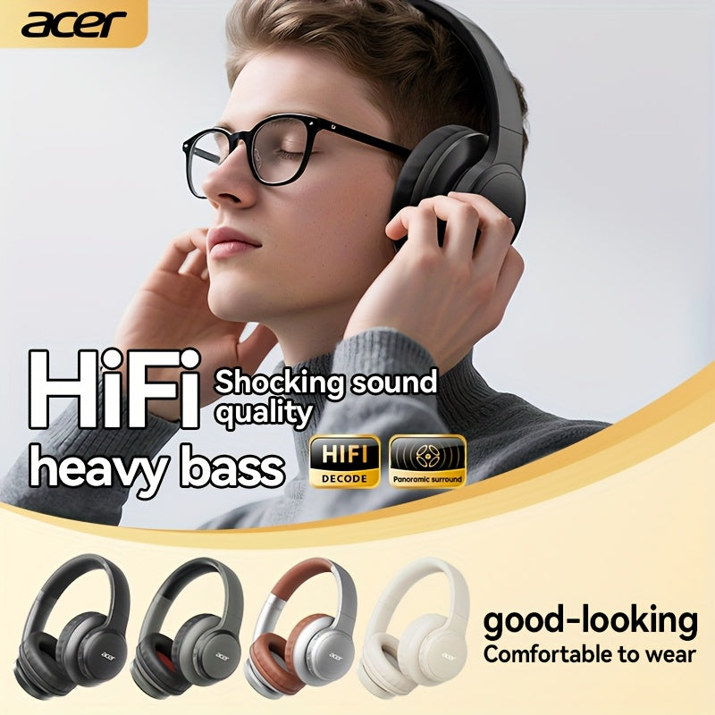 [Hi-Fi Acer Headphones] Acer OHR559 Over-Ear Headphones | Hi-Fi Heavy Bass, 60h Ultra-Long Battery Life, Wireless & Wired Dual Mode, Low-Latency Gaming, Extra-Large Diaphragm, Comfortable Fit