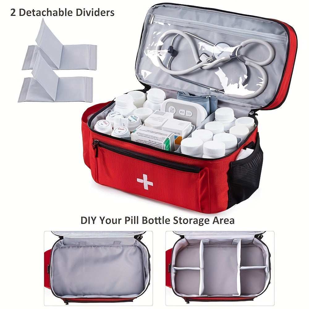 1pc Medical First Aid Kit, Multi-Pocket Medical Travel Bag, First Aid Supplies Storage Bag. Suitable for Storing Outdoor Sports Medical First Aid Supplies And Carrying First Aid Items When Traveling, Best for Christmas, Perfe