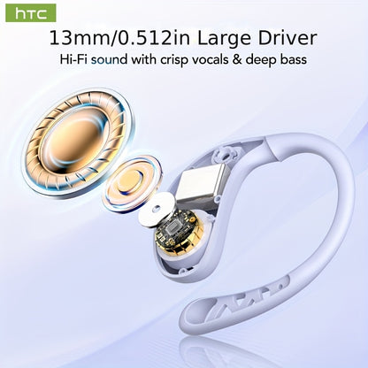 1pc HTC NE28 Open-Source OWS Translation Earbuds with 6.0 Low Latency, Wireless, USB Charging, Battery, 5W Power for Learning, Sports, Work, OWS Translation Earbuds, Learning Audio, Sleek Earbuds, Modern Design, Durable Earbu