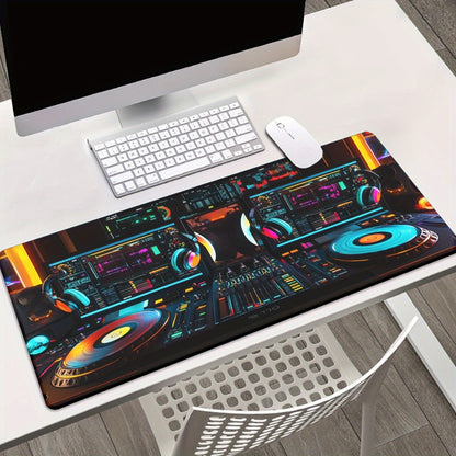 1pc XXL DJ Setup Design Gaming Mouse Pad with Colorful Lights & HD Printed Desk Mat - Multi-Functional Non-Slip Surface for PC Gamers, Office Computer Setup, Keyboard & Mouse - Gifts for Family, Friends, Large Gaming Mouse Pa